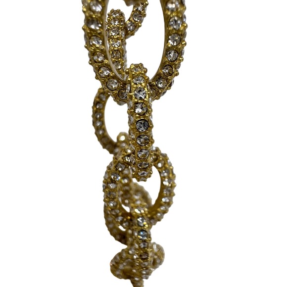 J.Crew Gold Tone Pave Crystal Chunky Link Bracelet Lobster Clasp Maximalist Glam - Picture 2 of 5